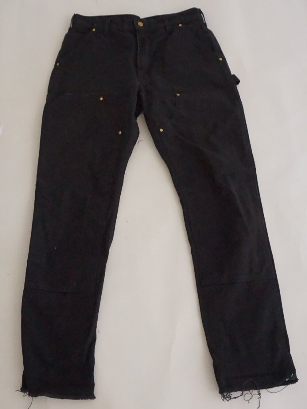 Carhartt Black Double Knee Carpenter Workwear Straight Leg Distressed Jeans 32